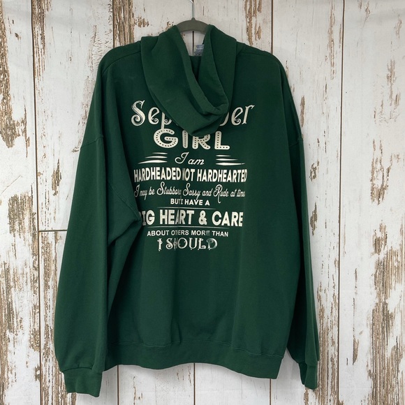 September Girls Jerzees Nublend Green Word Print Hoodie 3XL. Excellent condition - Picture 3 of 6